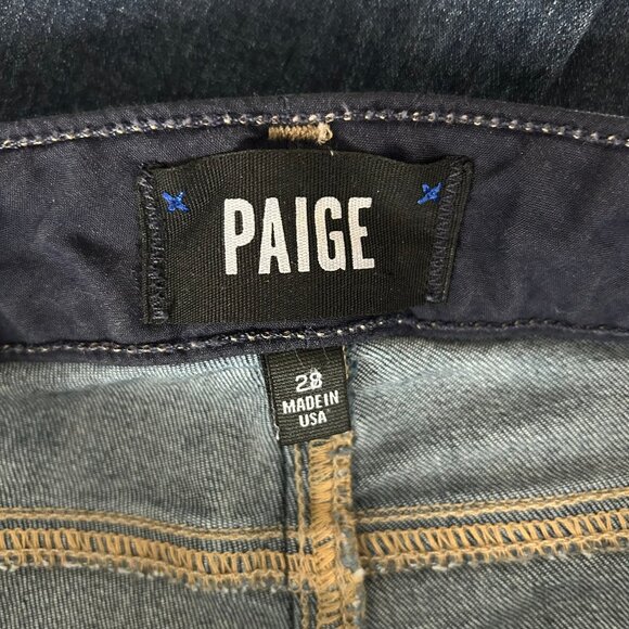 PAIGE Manhattan Flare Jeans Dark Wash Denim Women’s Size 28 - Picture 5 of 9